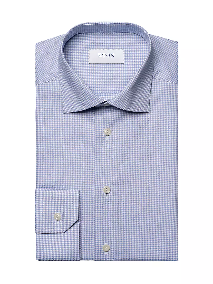 Contemporary-Fit Micro Check Cotton Tencel™ Shirt Eton