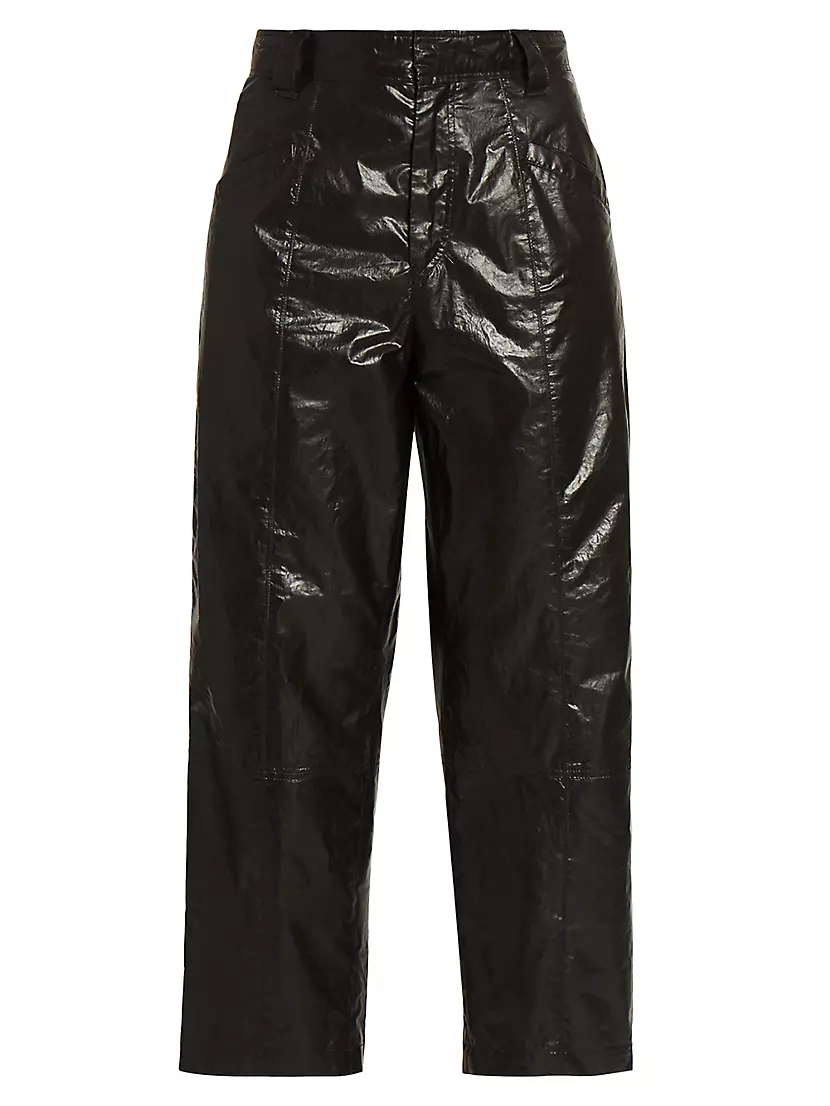 Aude Faux-Leather Straight-Leg Crop Pants Isabel Marant