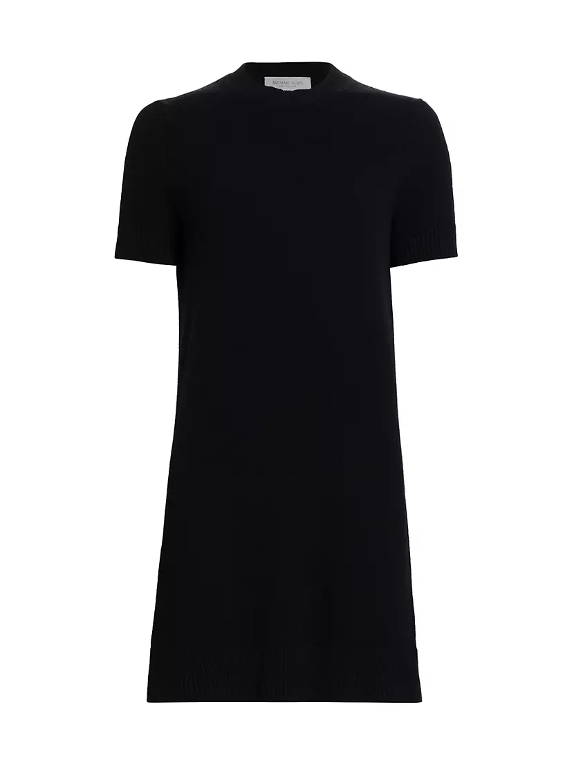 Felted Wool Crewneck T-Shirt Dress Michael Kors