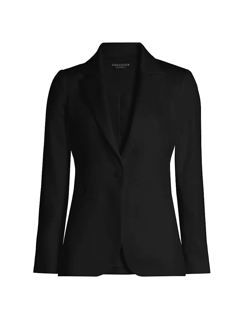 Blake Satin-Back Crêpe Fitted Blazer Alice + Olivia