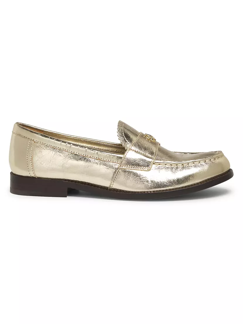 Classic Metallic Leather Loafers Tory Burch