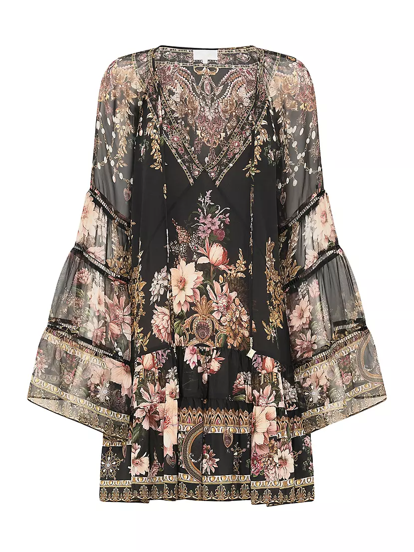 Floral Silk A-Line Minidress Camilla