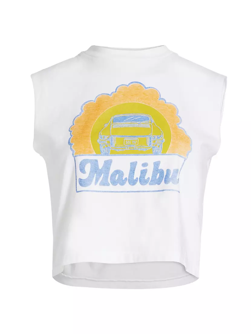 Хлопковый безрукавный топ Malibu Baby от Re/Done с винтажным графическим принтом Re/Done