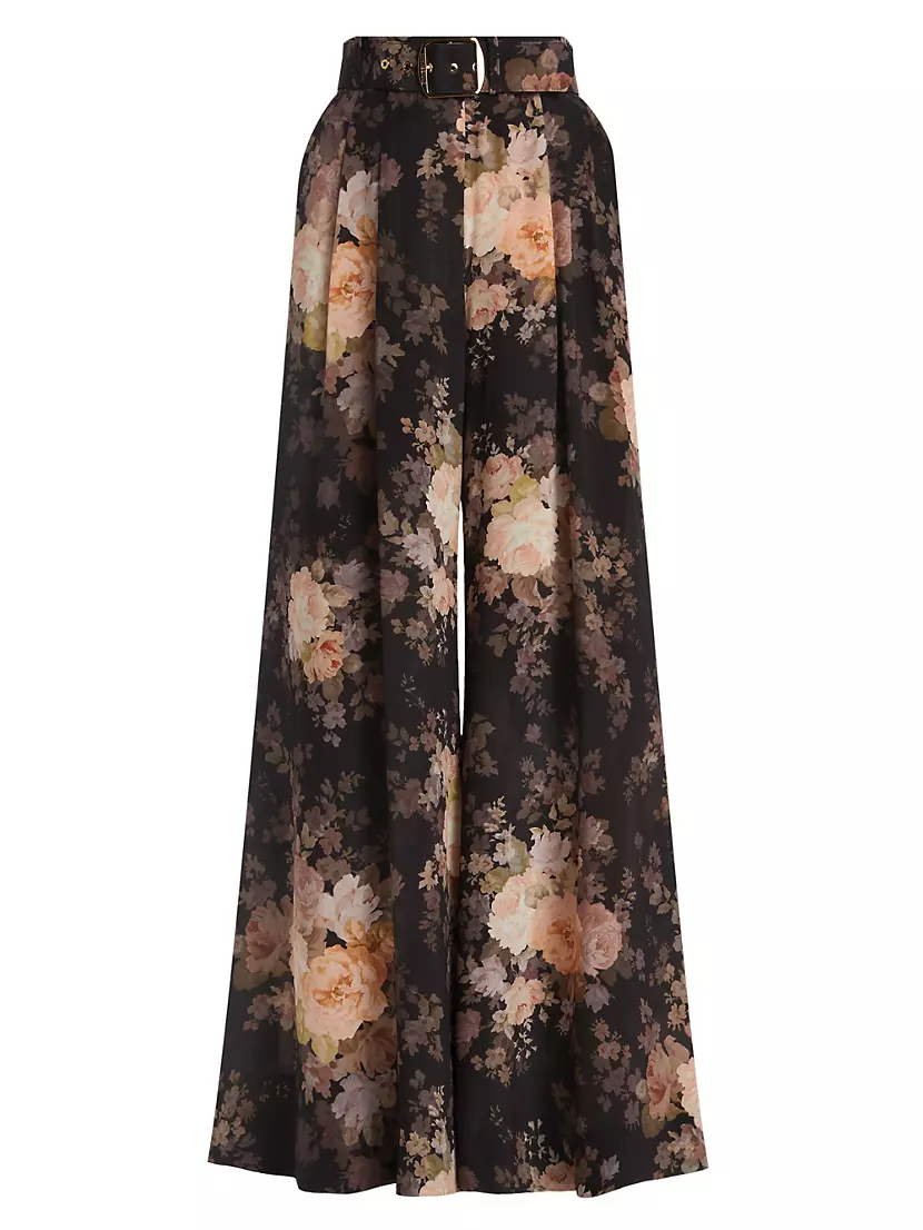 Floral Silk Wide-Leg Pants Zimmermann