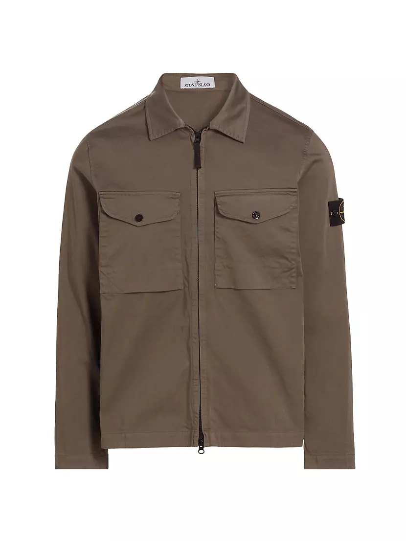 Overshirt Stone Island из стретч-хлопка с застёжкой на молнии и карманами на груди Stone Island