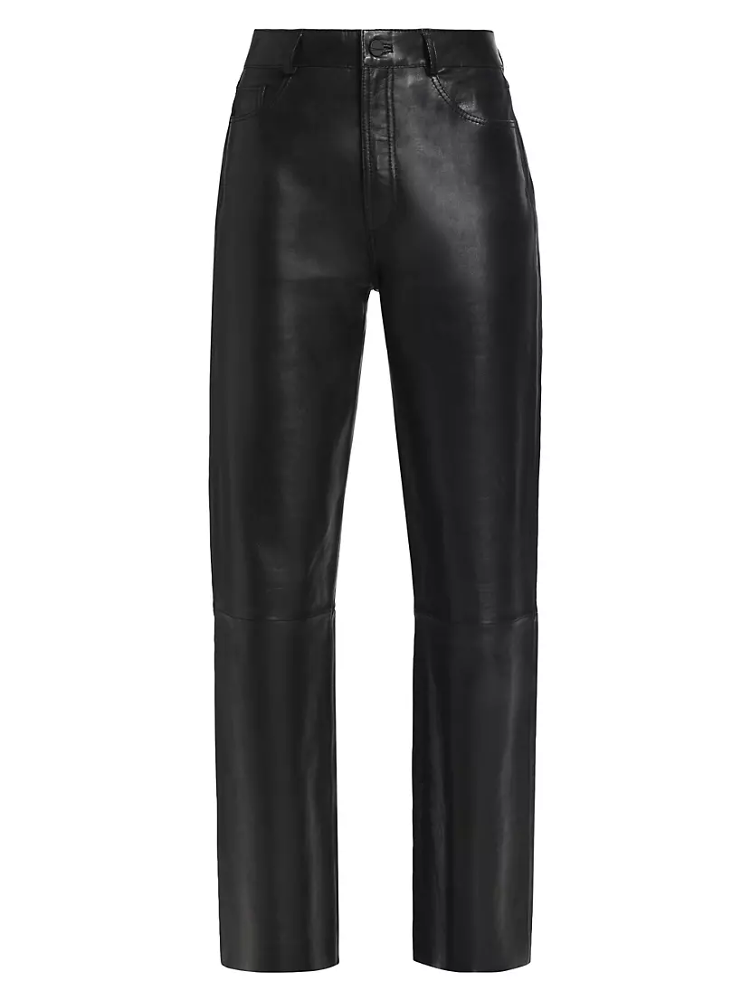 Shannon Leather Straight-Leg Pants Lamarque