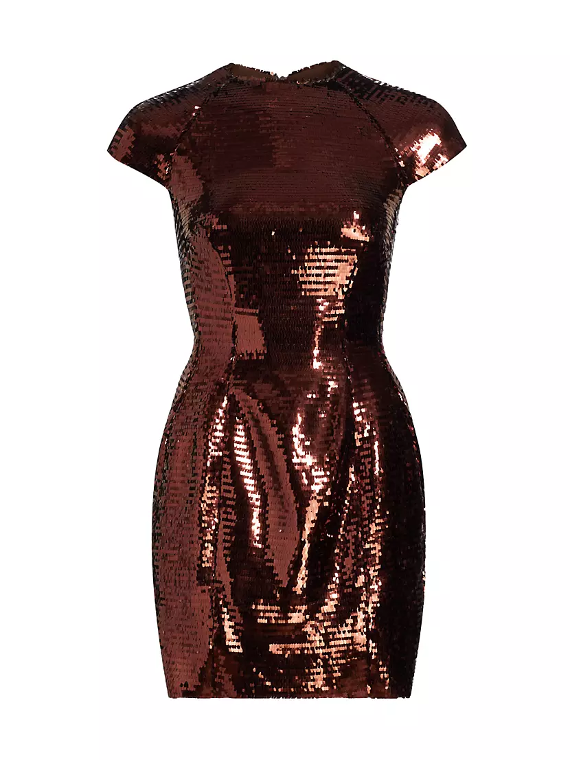 Kristen Sequin Cap-Sleeve Minidress Toccin