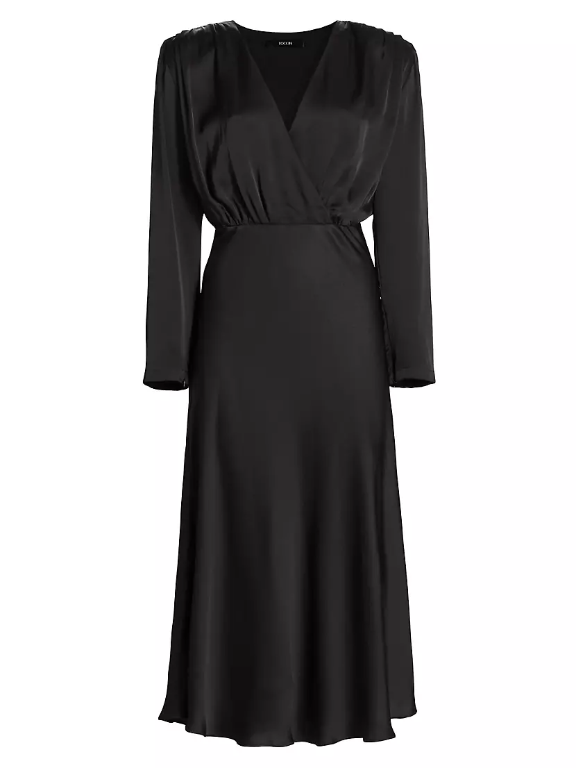 Rebecca Satin Long-Sleeve Midi-Dress Toccin