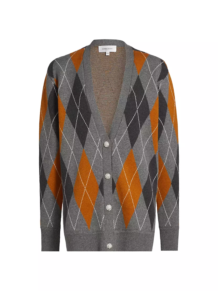 Abarne Argyle Wool-Cotton Cardigan Ronny Kobo