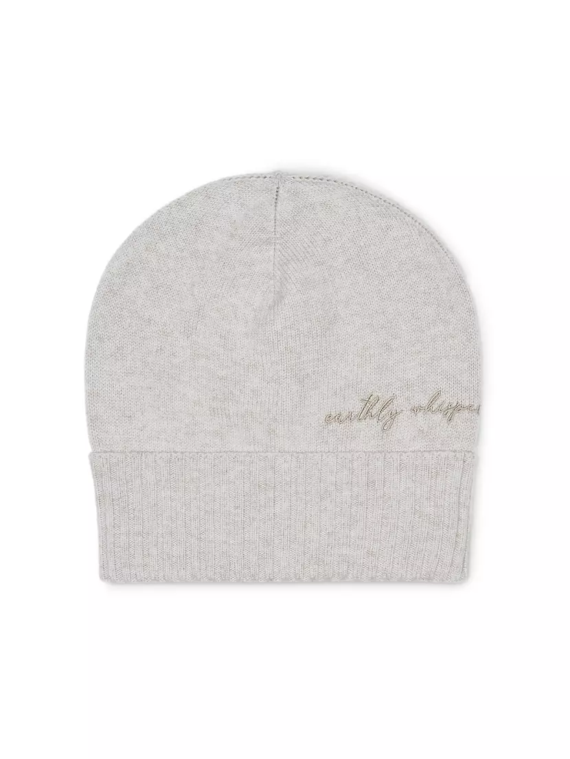 Virgin Wool, Cashmere and Silk Knit Beanie with Embroidery Brunello Cucinelli