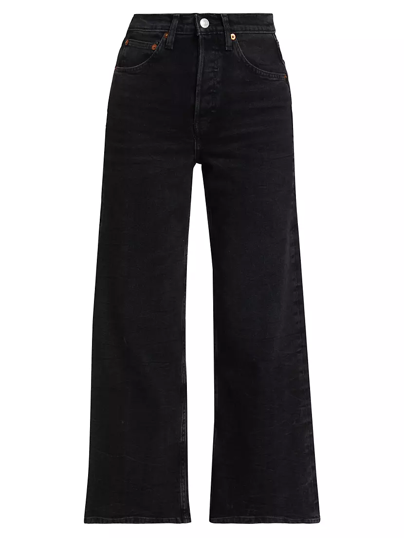 High-Rise Stretch Crop Wide-Leg Jeans Re/Done