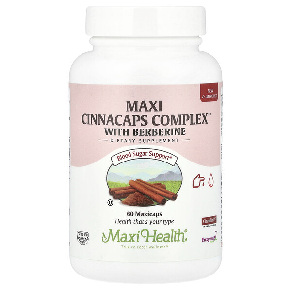 Maxi Cinnacaps Complex™ с берберином 60 капсул для поддержки уровня сахара в крови Maxi Health