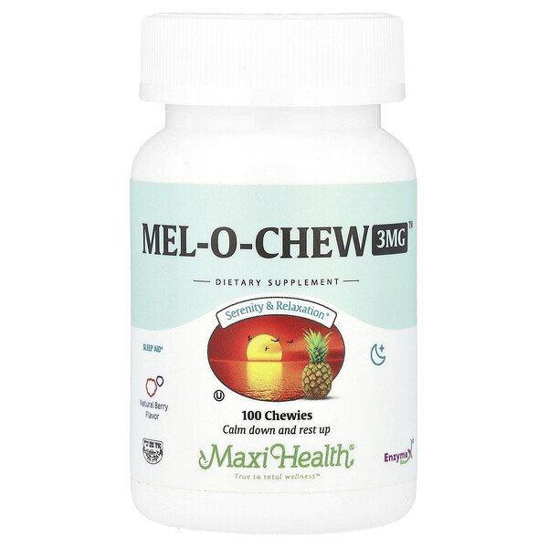 Mel-O-Chew™ жевательные таблетки 3 мг для спокойного сна 100 шт Maxi Health