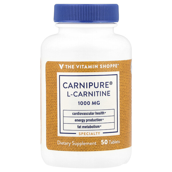 L-Карнитин Carnipure® 1000 мг, 50 таблеток для здоровья сердца и энергии The Vitamin Shoppe