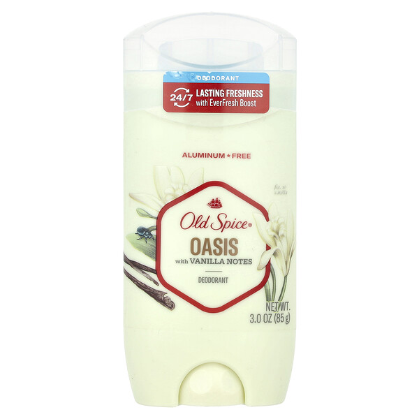 Дезодорант Oasis с ароматом ванили, 85 г, 24/7 свежесть без алюминия Old Spice