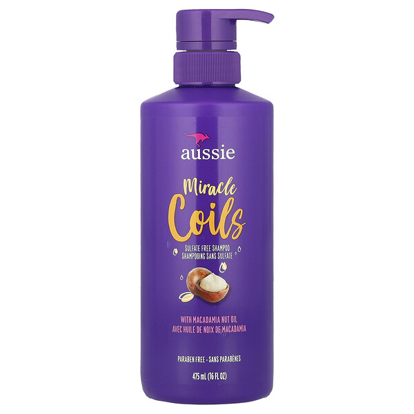 Miracle Coils, Sulfate Free Shampoo With Macadamia Nut Oil, 16 fl oz (475 ml) Aussie