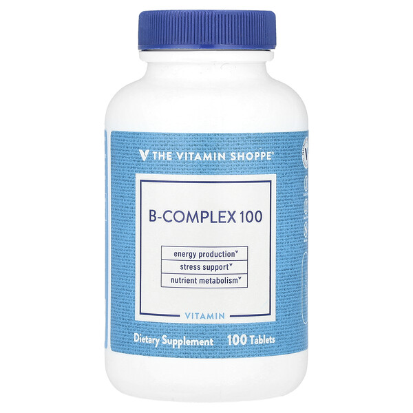 Комплекс витаминов B 100, 100 таблеток для энергии и поддержки стресса The Vitamin Shoppe