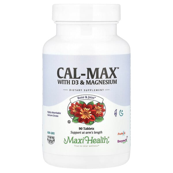 Cal-Max™ с D3 и Магнием, 90 таблеток, кальций цитрат, поддержка костей Maxi Health