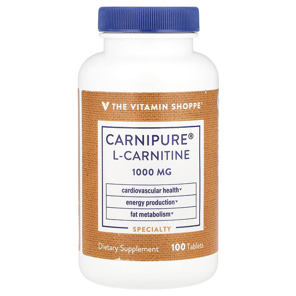 L-Карнитин Carnipure® 1000 мг, 100 таблеток для сердечно-сосудистого здоровья The Vitamin Shoppe