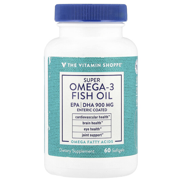 Супер Омега-3 Рыбий Жир 900 мг EPA/DHA 60 капсул с покрытием The Vitamin Shoppe