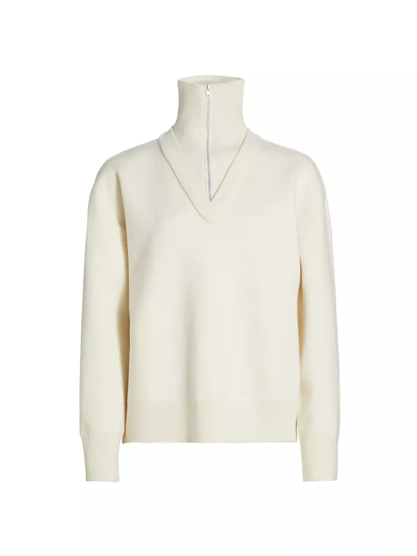 Wool-Cashmere Mock-Turtleneck Sweater Rosetta Getty