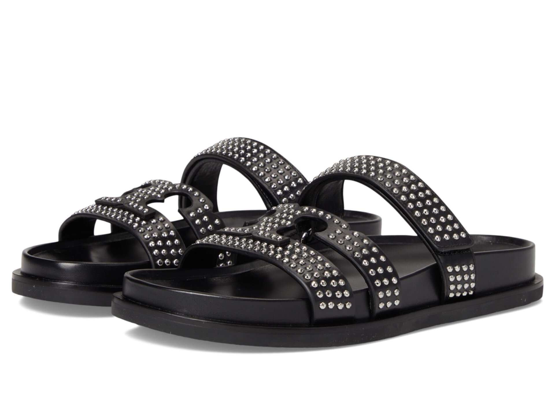 Сандалии Tory Burch Ines Stud Sport Slide из кожи с регулируемым ремешком Tory Burch