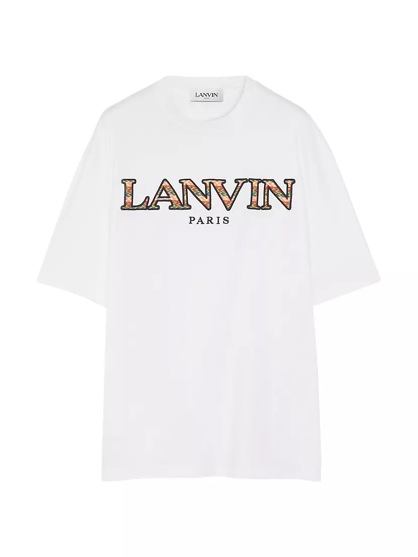 Классическая хлопковая футболка с вышивкой Lanvin "Curb", классический крой Lanvin