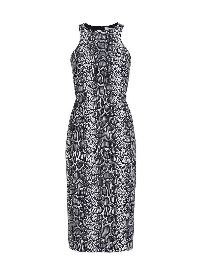 Snakeskin Racerback Sheath Midi-Dress Michael Kors