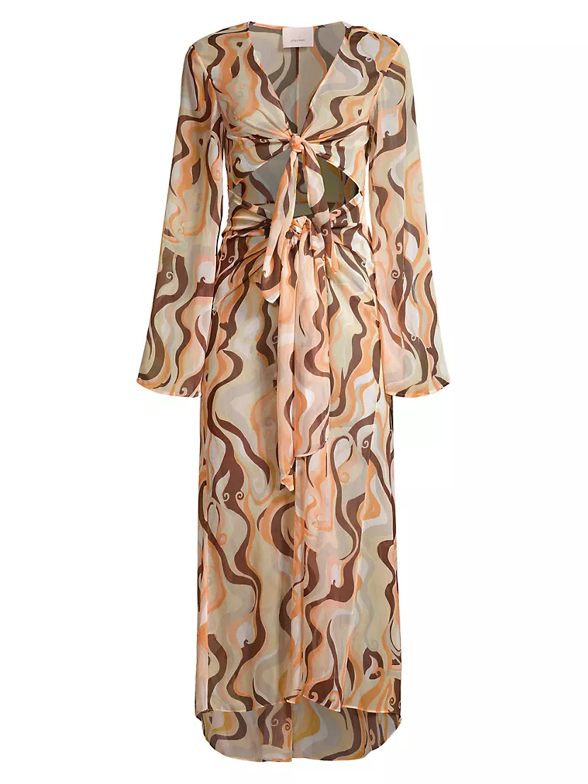 Talita Abstract Tie-Knot Cover-Up Midi-Dress Cinq a Sept