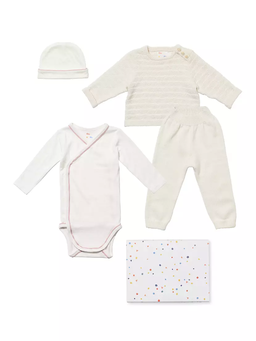 ​Baby's 4-Piece Essentials Beanie, Bodysuit &amp; Knit Gift Set Oso & Me