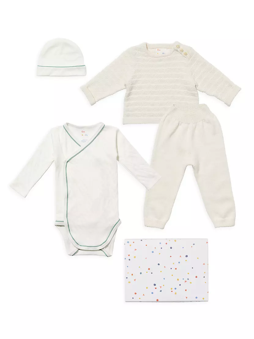 ​​Baby Boy's 4-Piece Essentials Beanie, Bodysuit &amp; Knit Gift Set Oso & Me