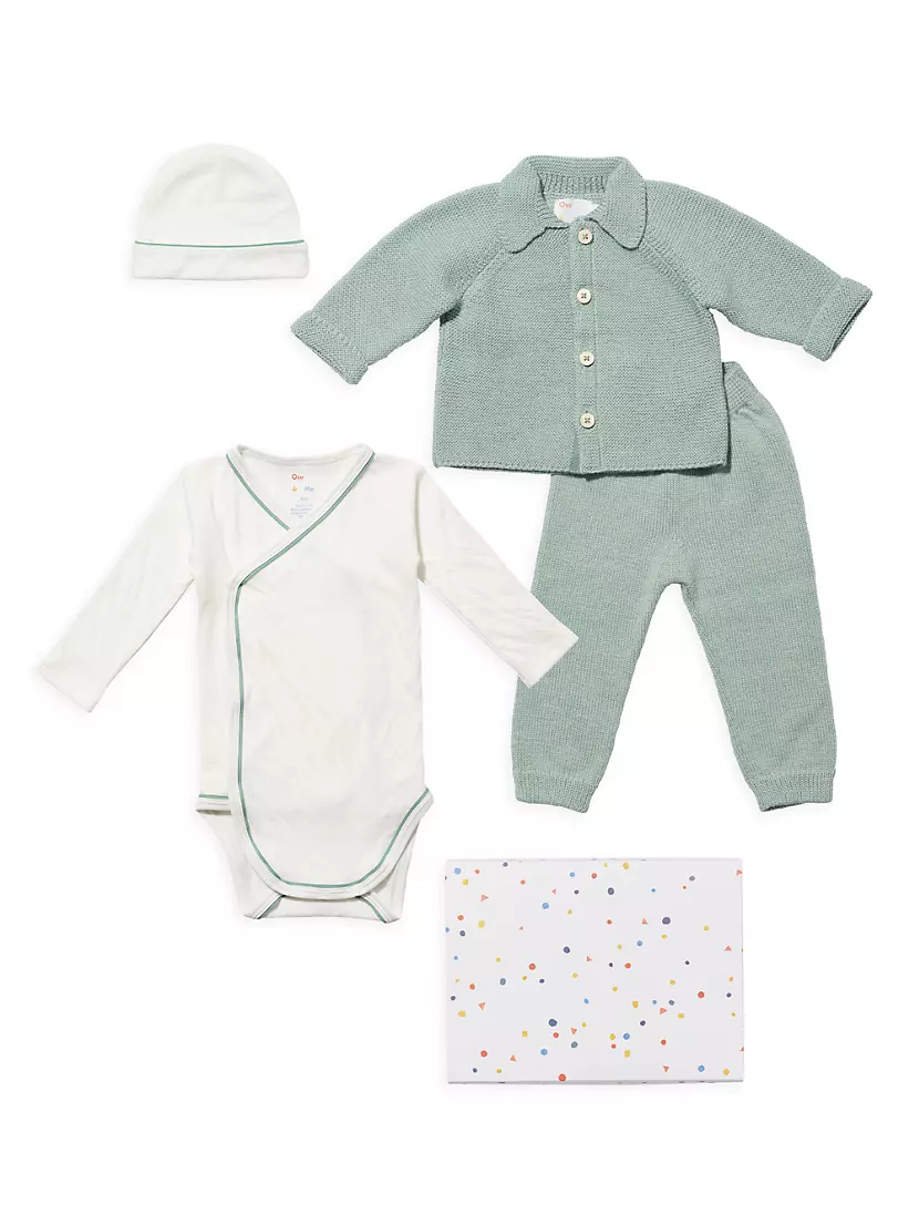 ​Baby's 4-Piece Essentials Beanie, Bodysuit &amp; Knit Gift Set Oso & Me