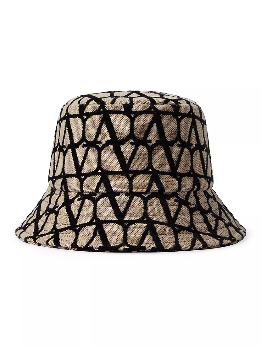 Кожаная б Bucket Hat VLogo на ткани Toile Iconographe, размеры XS-XL Valentino Garavani