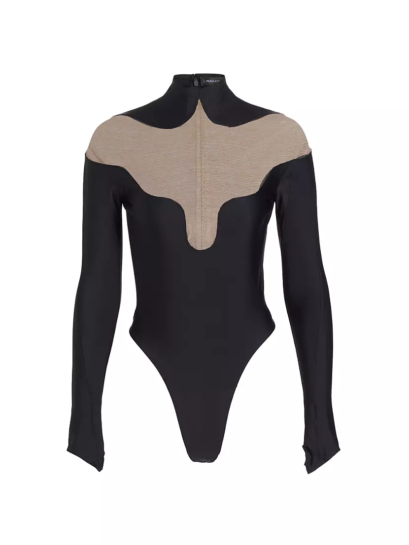 Illusion Mesh-Paneled Bodysuit Mugler