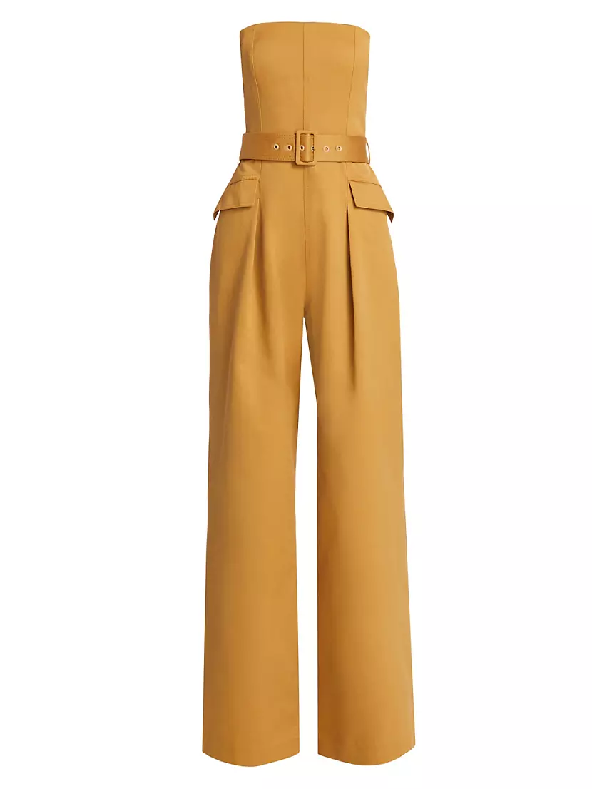 Presley Belted Cotton Strapless Jumpsuit A.L.C.