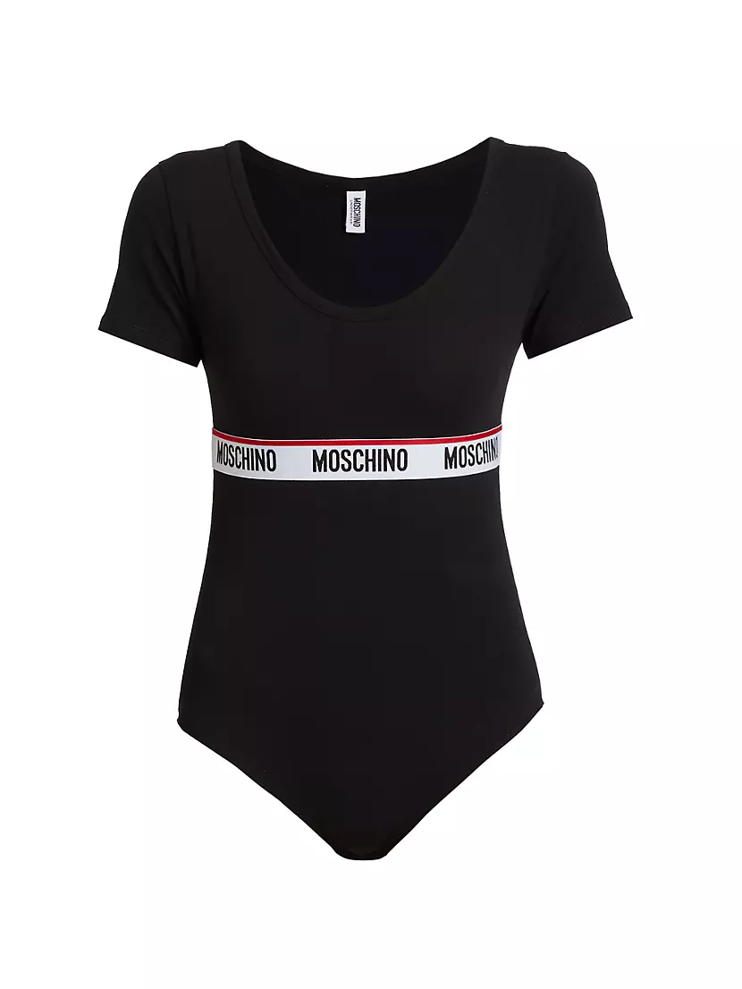 Боди Mos Under Donna-Velmar из хлопка с логотипом и короткими рукавами Moschino