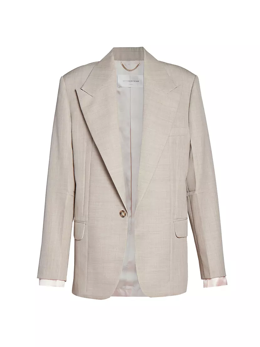 Darted Sleeve Wool Single-Breasted Jacket Victoria Beckham