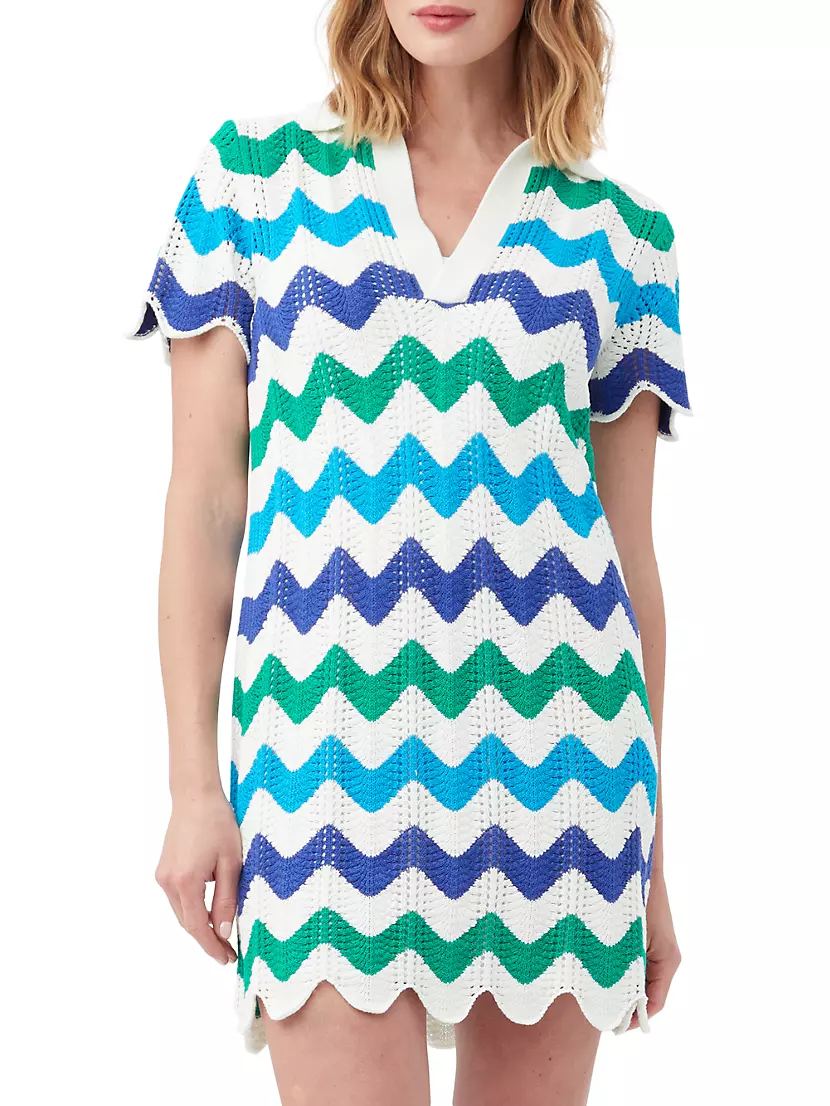 Lido Chevron Crochet Cover-Up Minidress Trina Turk