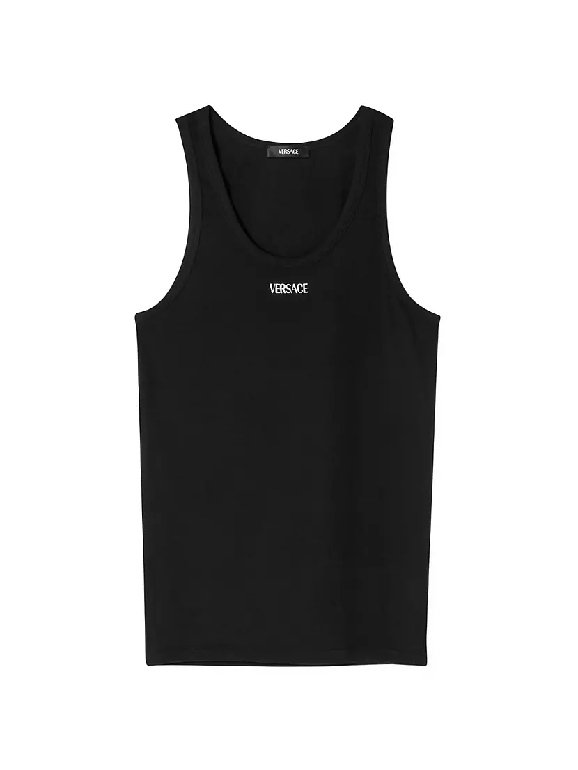 Logo Cotton-Blend Tank Versace