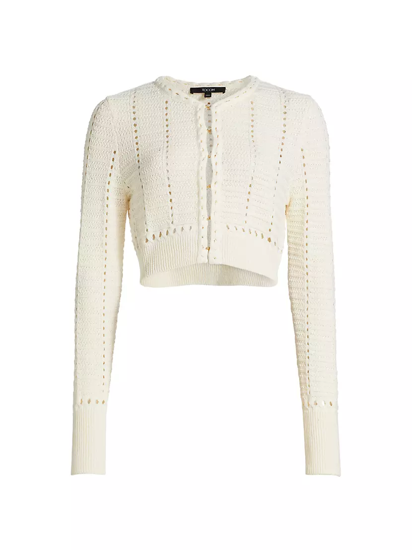 Colette Pointelle-Knit Cotton Cardigan Toccin