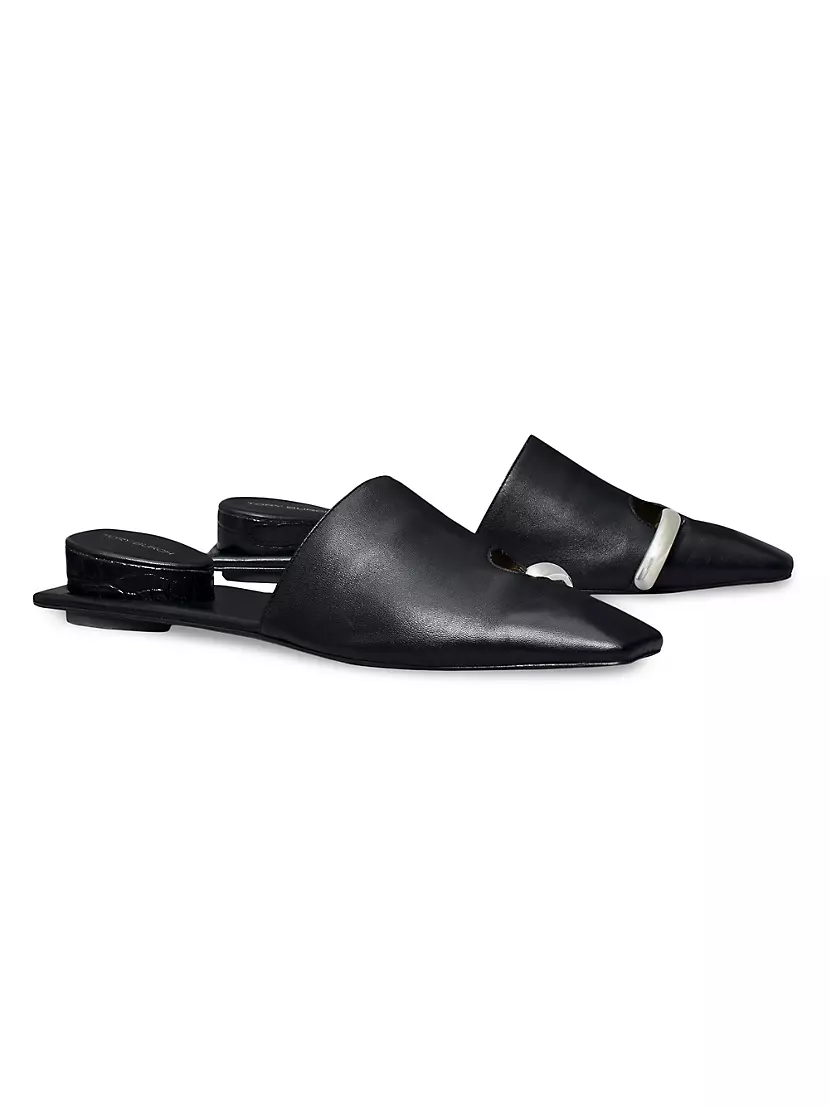 Pierced Leather Mules Tory Burch