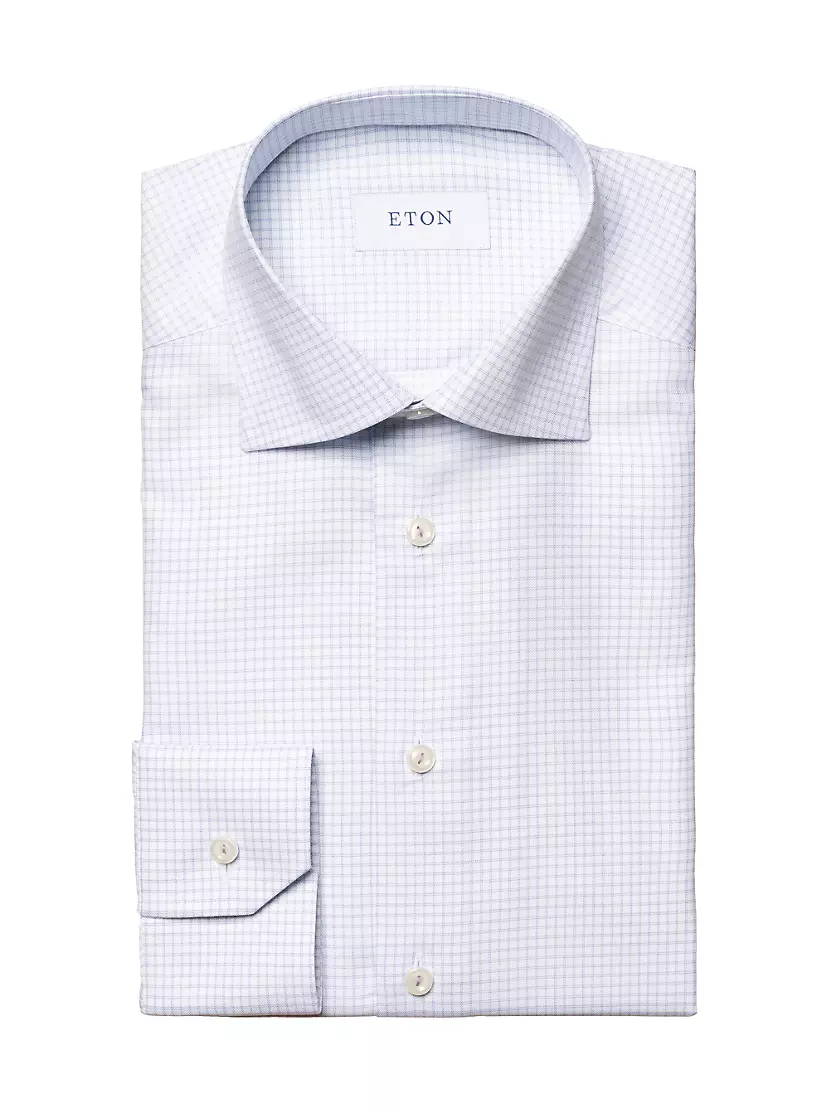 Contemporary-Fit Check Cotton-Blend Shirt Eton