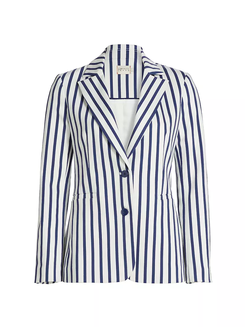 Breann Striped Cotton-Blend Blazer Alice + Olivia