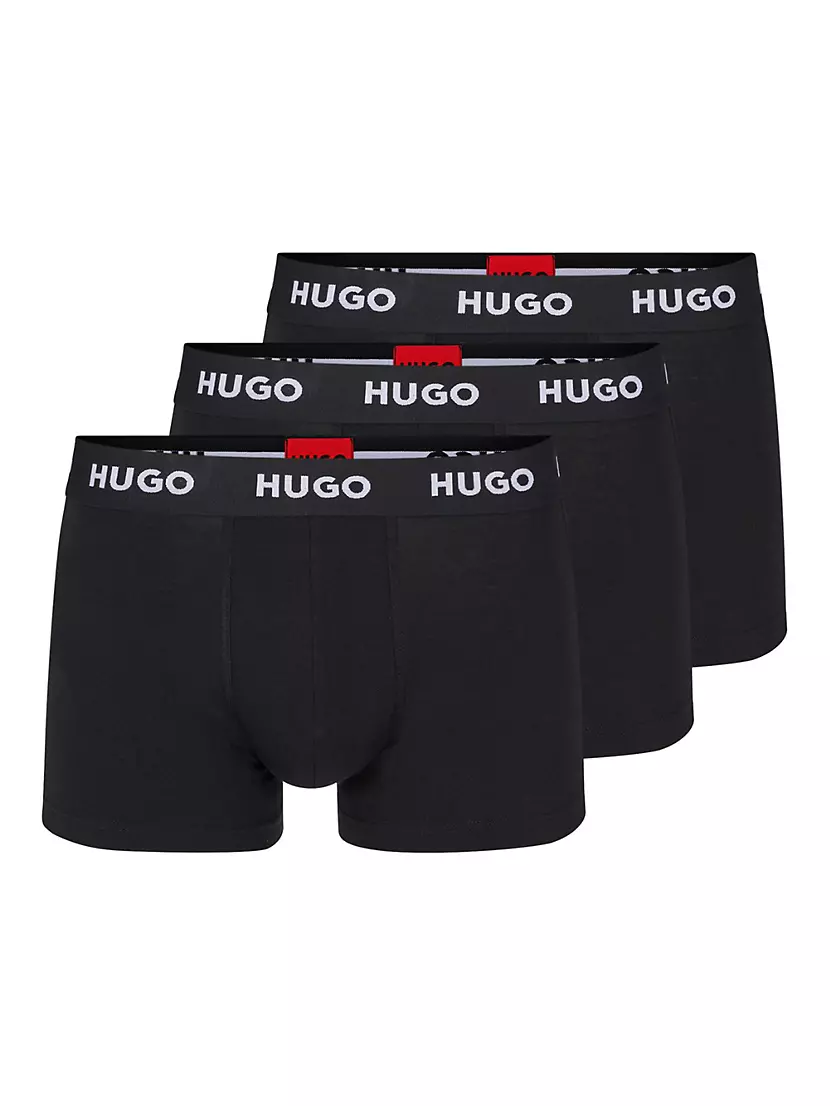 Three-Pack of Logo-Waistband Trunks Hugo Boss