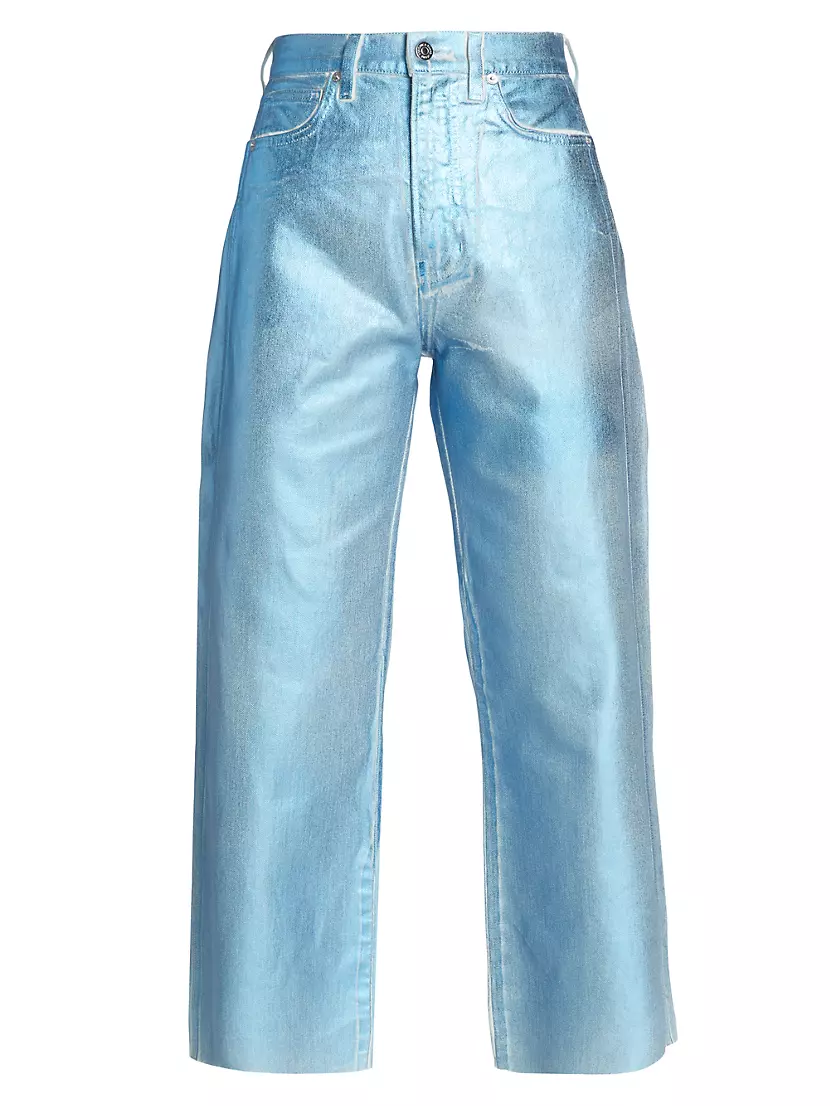 Taylor Cropped Wide-Leg Metallic Jeans Veronica Beard