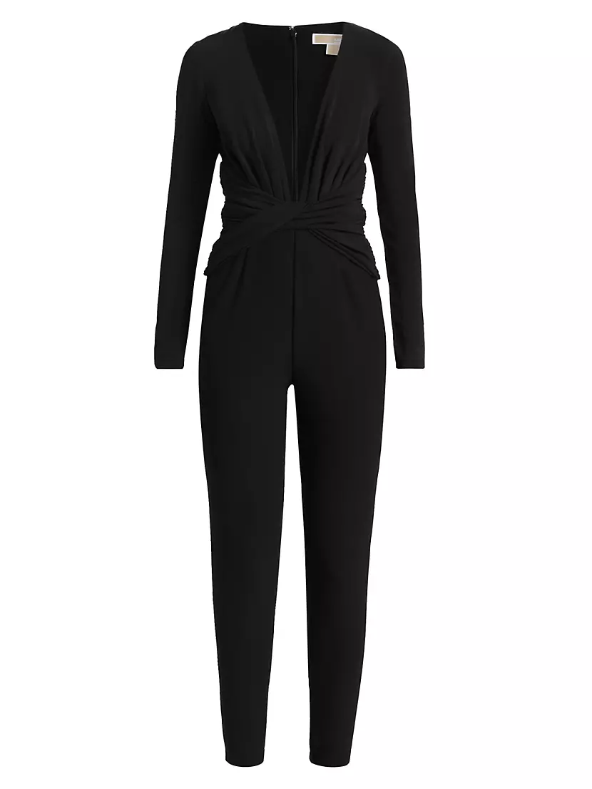 Twist Stretch-Jersey V-Neck Jumpsuit MICHAEL Michael Kors