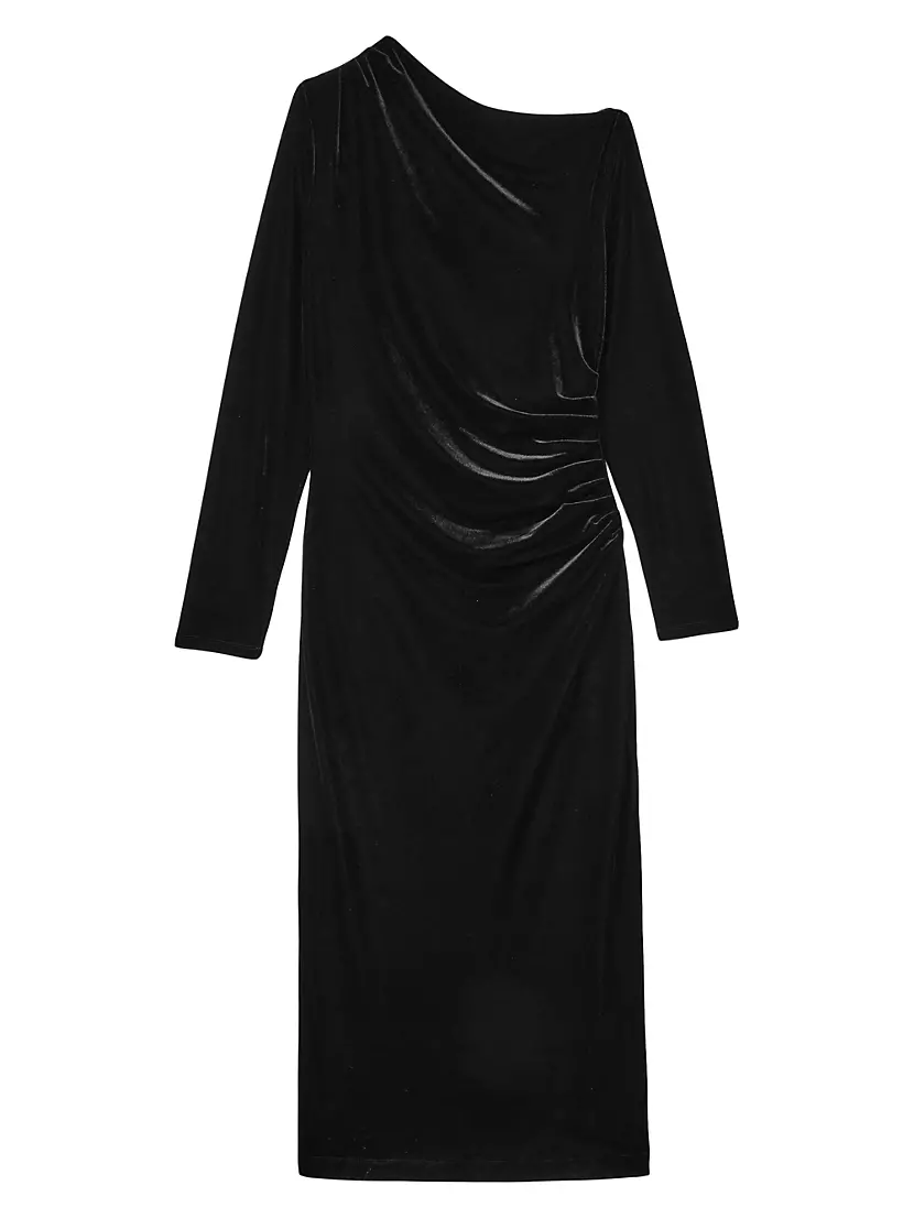 Brooke Velvet Drape Midi-Dress Reiss