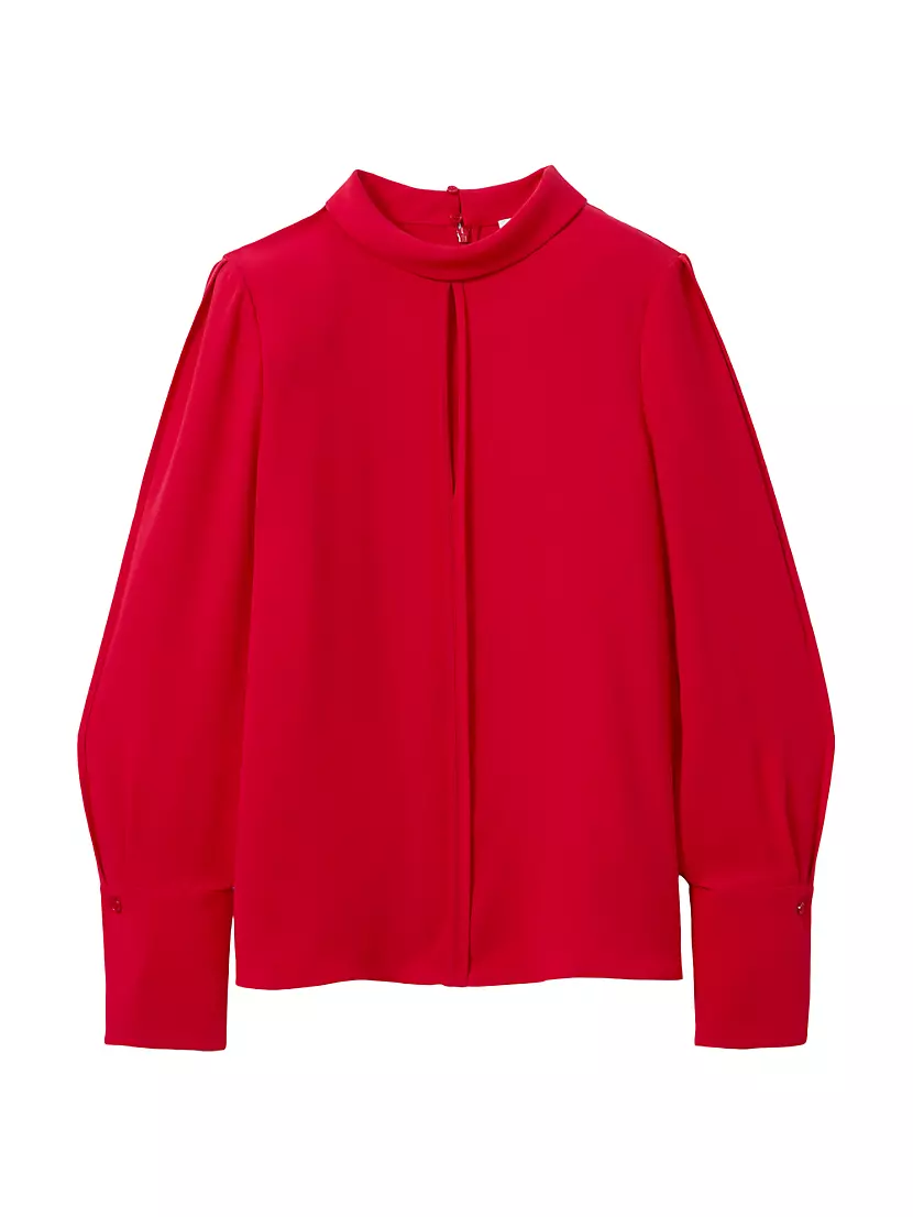 Cherry Padded-Shoulder Blouse Reiss