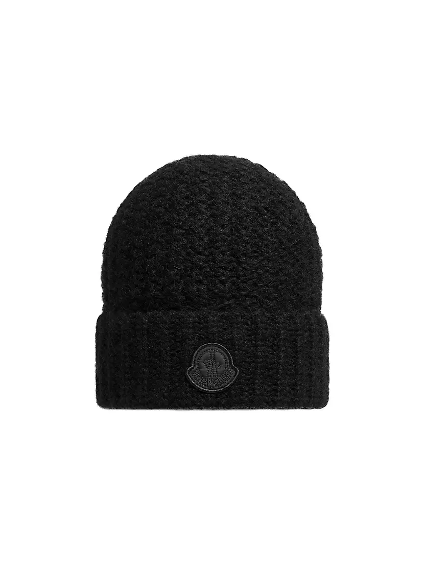 Wool Stitch Logo Patch Beanie Moncler