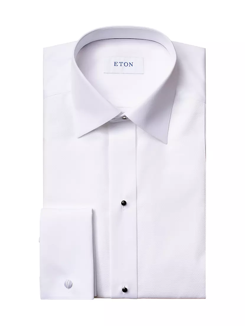 Slim-Fit Pique Long-Sleeve Cotton Dress Shirt Eton